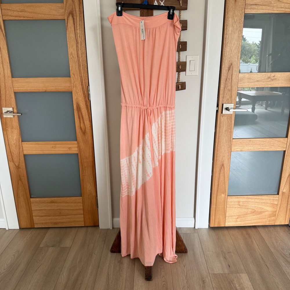 Debbie Katz South Beach Suri Peach Tie Dye Modal Strapless Maxi Dress Large NWT